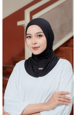 Asnia Hijab Instan Serut Black -  Hijab Tencel Micro Modal